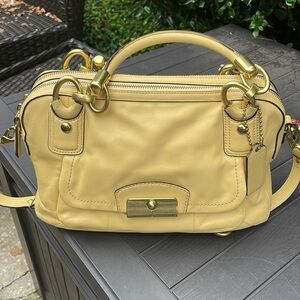 Coach Kristin, buttercup color, soft, smooth leather satchel w/shoulder strap